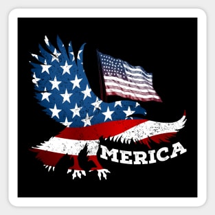 American Eagle, map and Flag, 4th of July, happy independence day God Bless America Sticker